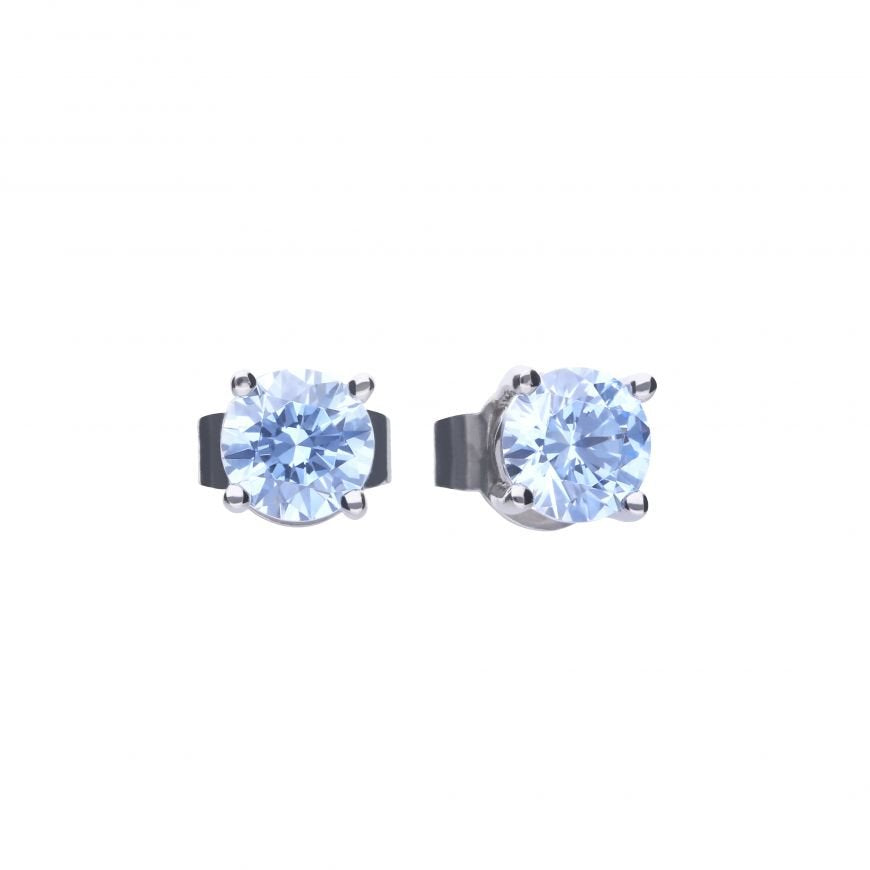 SILV ZIRC DIAMONFIRE SOLITAIRE BLUE CLW STUD ER