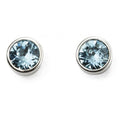SILV RND AQUAMARINE SWAROVSKI MARCH RUBSET STUD ER
