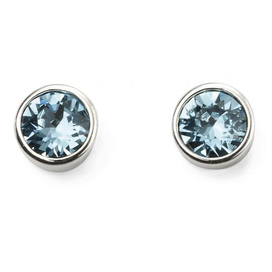 SILV RND AQUAMARINE SWAROVSKI MARCH RUBSET STUD ER