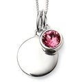SILV RND ROSE CZ & SILV DISC OCT PENDANT