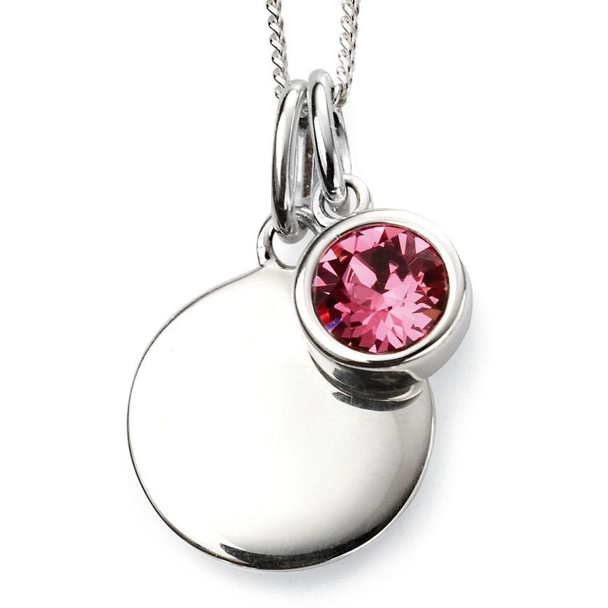 SILV RND ROSE CZ & SILV DISC OCT PENDANT
