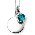 SILV RND BL ZIRCON CZ & SILV DISC DECEMBER PENDANT
