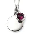 SILV RND AMETH CZ & SILV DISC FEBRUARY PENDANT
