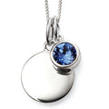 SILV RND SAPPH CZ & SILV DISC SEPT PENDANT