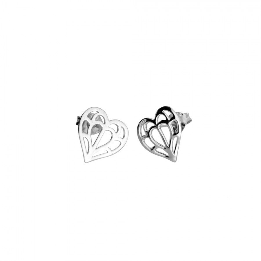 SILVER HEART OF YORKSHIRE CUT OUT HEART STUDS