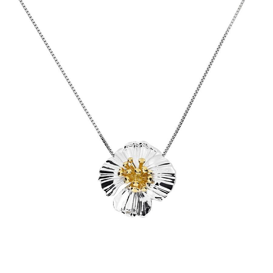 SILV & GOLD PLTE POPPY - AUG FLOWER PENDANT ON BOX CH.