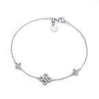 SILVER CZ ICONIC BOODLED MIRROR MOTIF ADJUSTABLE BRACELET