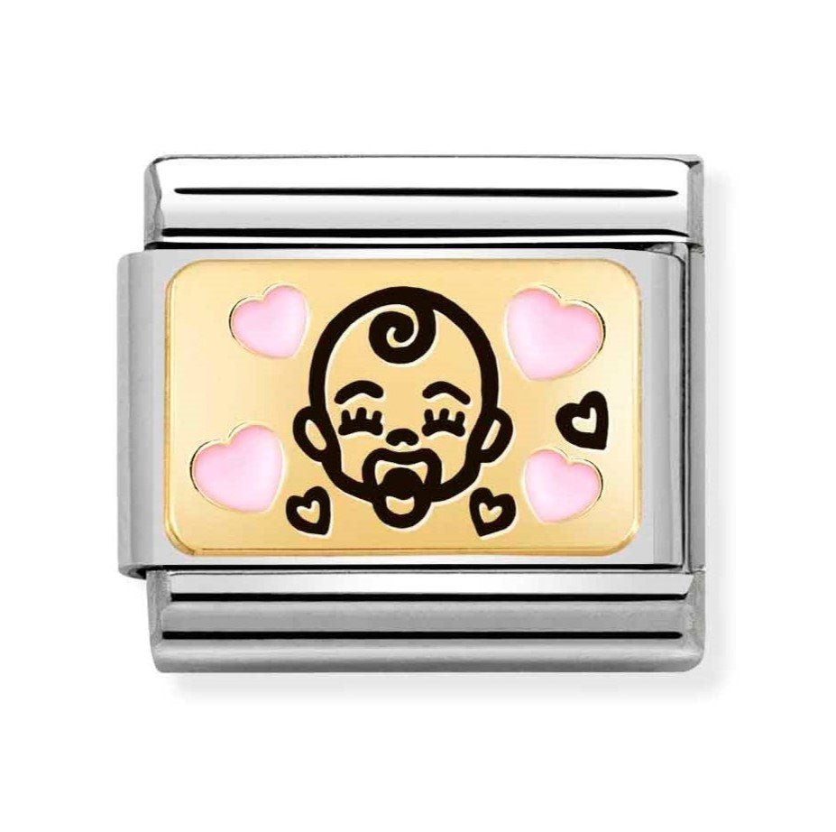 NOM PINK HEARTS BABY ENAMEL PLATES (IC)