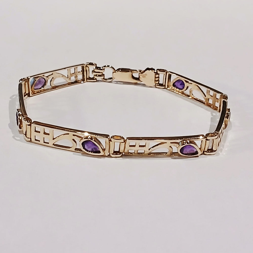 9YG 9.8G 6 AMETHYST RENNIE MACKINTOSH STYLE BRACELET | PRE OWNED