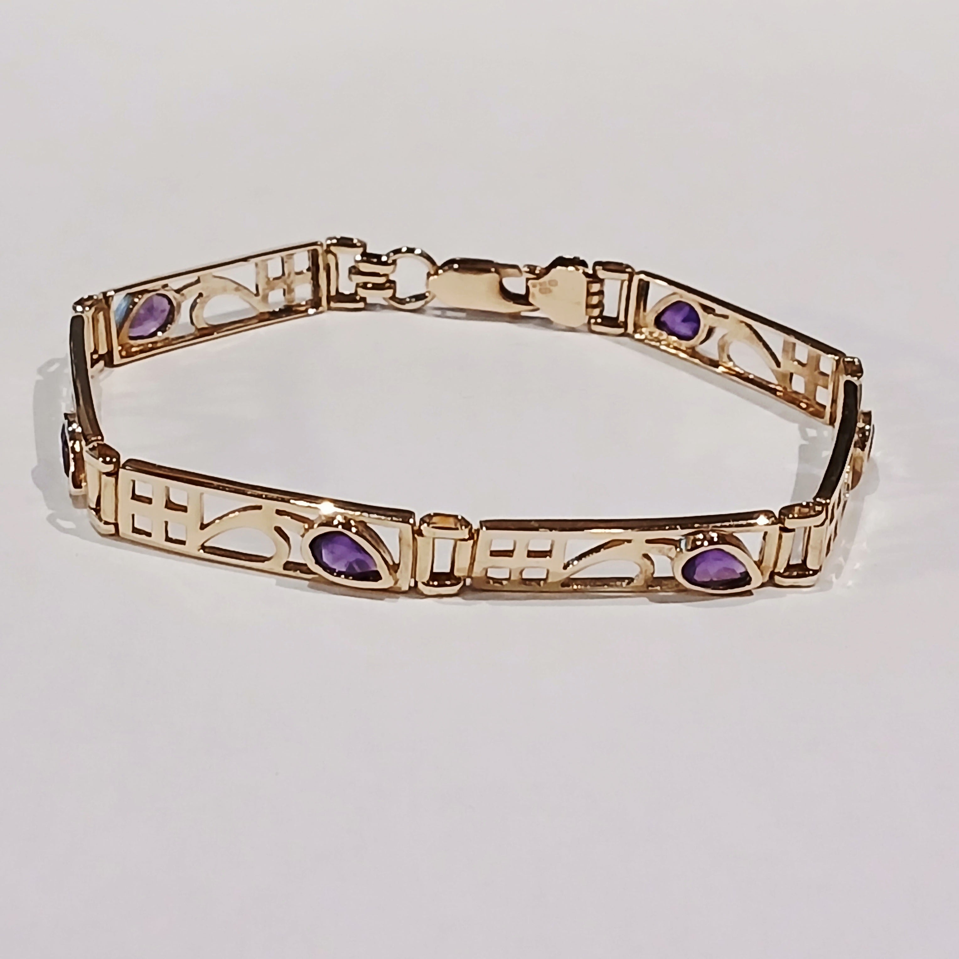 9YG 9.8G 6 AMETHYST RENNIE MACKINTOSH STYLE BRACELET | PRE OWNED