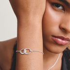 THOMAS SABO SILVER CZ & TOGETHER HOOP LINK BRACELET