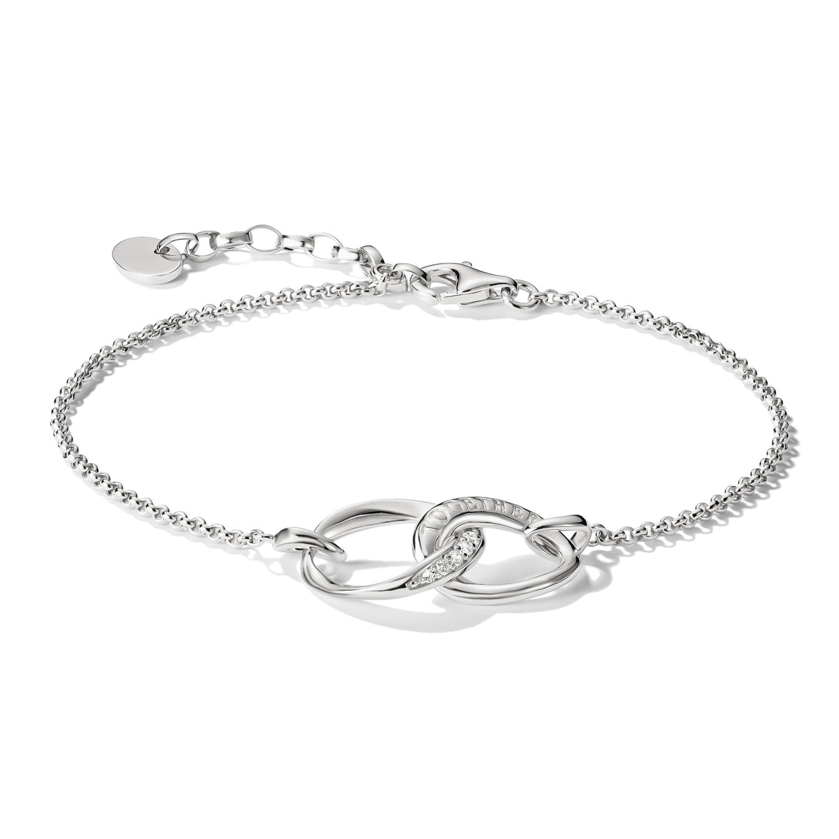 THOMAS SABO SILVER CZ & TOGETHER HOOP LINK BRACELET