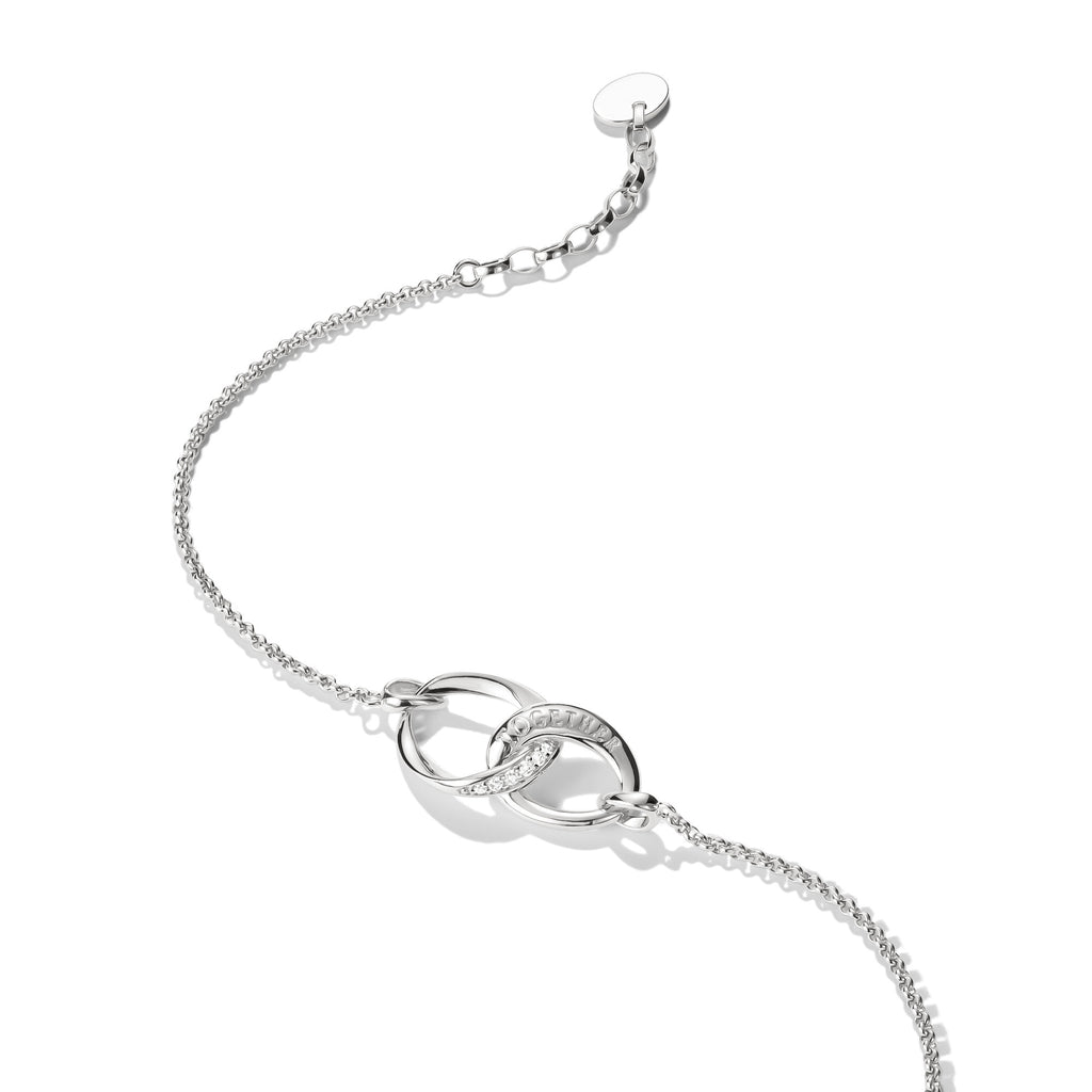 THOMAS SABO SILVER CZ & TOGETHER HOOP LINK BRACELET