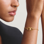 THOMAS SABO SILVER GOLD COLOUR CZ & TOGETHER HOOP LINK BRACELET