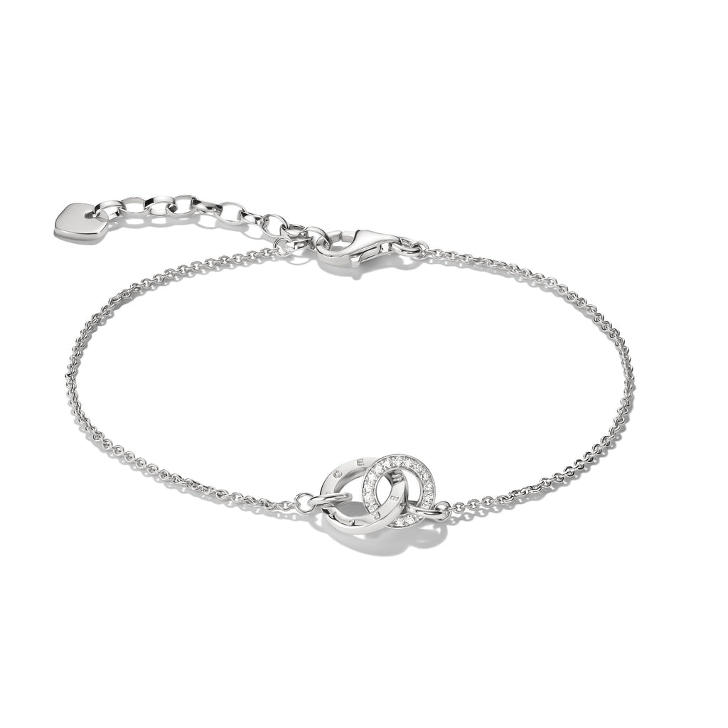 THOMAS SABO SILVER CZ HOOP & TOGETHER HOOP LINK BRACELET