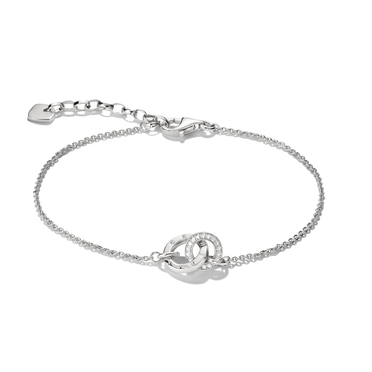 THOMAS SABO SILVER CZ HOOP & TOGETHER HOOP LINK BRACELET