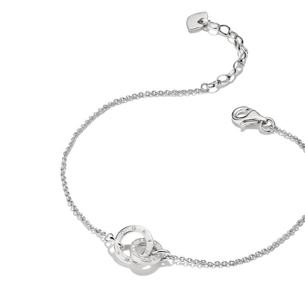 THOMAS SABO SILVER CZ HOOP & TOGETHER HOOP LINK BRACELET