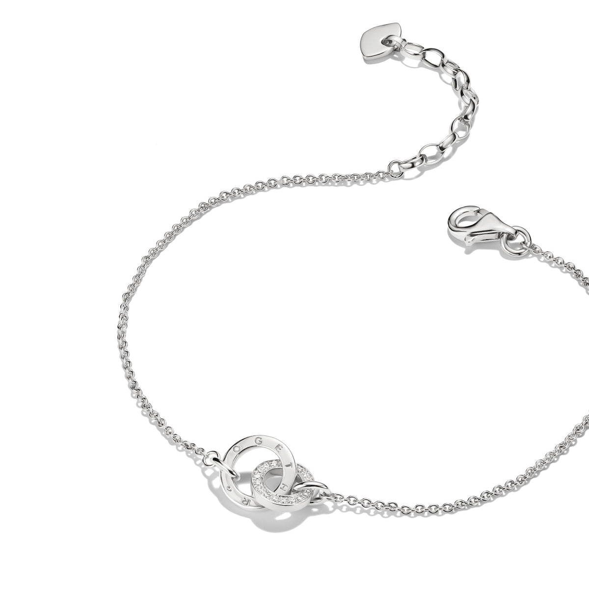 THOMAS SABO SILVER CZ HOOP & TOGETHER HOOP LINK BRACELET