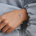 THOMAS SABO SILVER BLUE & WHT CZ SET STAR BRACELET - A2246-166-1-L19V