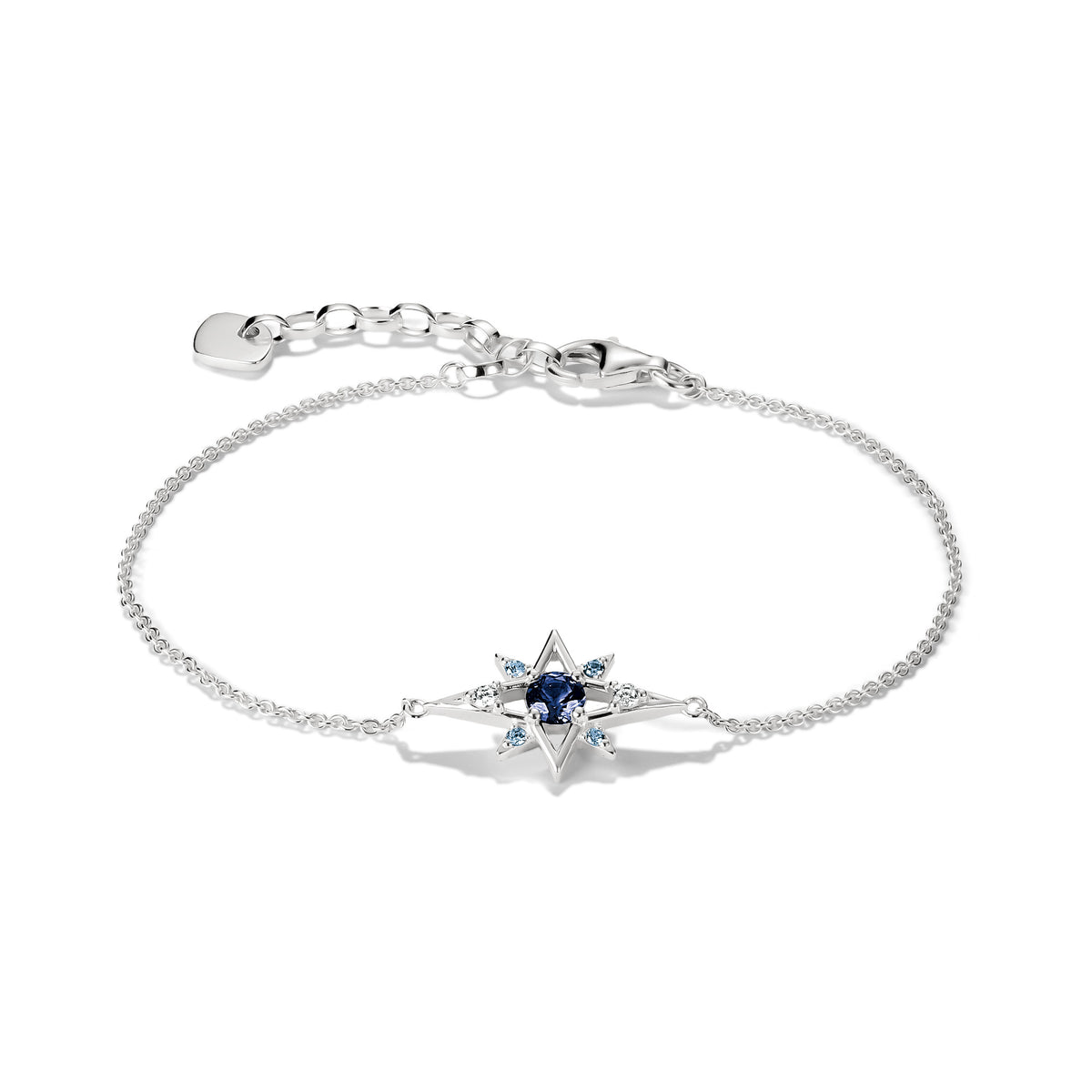 THOMAS SABO SILVER BLUE & WHT CZ SET STAR BRACELET - A2246-166-1-L19V