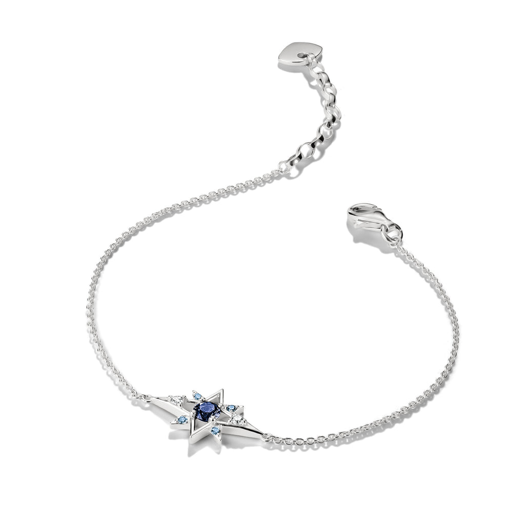 THOMAS SABO SILVER BLUE & WHT CZ SET STAR BRACELET - A2246-166-1-L19V