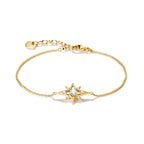 THOMAS SABO GOLD COLOUR BLUE & WHT CZ SET STAR BRACELET - A2246-M01-14-L19V