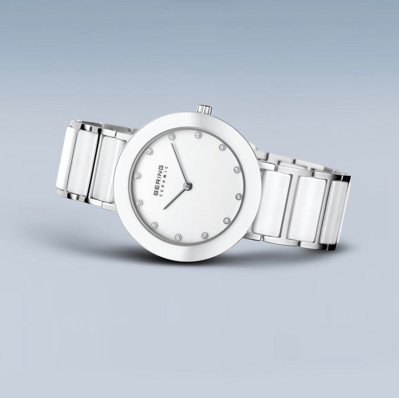 LDS BERING SS RND WHT DL. DOTS CERAM BW
