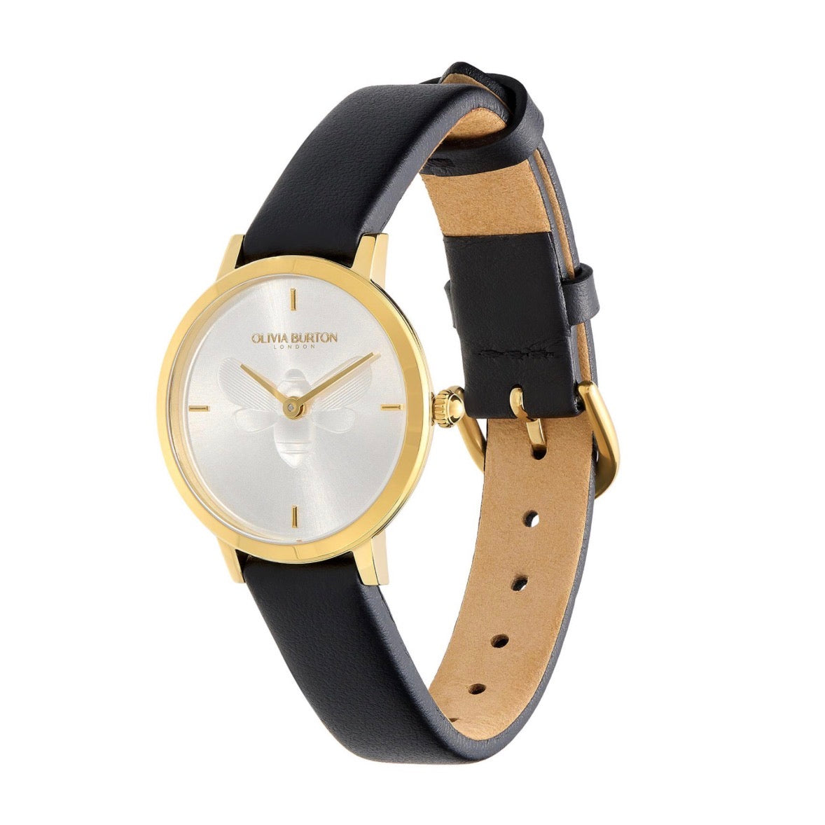 LDS GP OLIVIA B RND SILV BEE 28MM DL BLK SW
