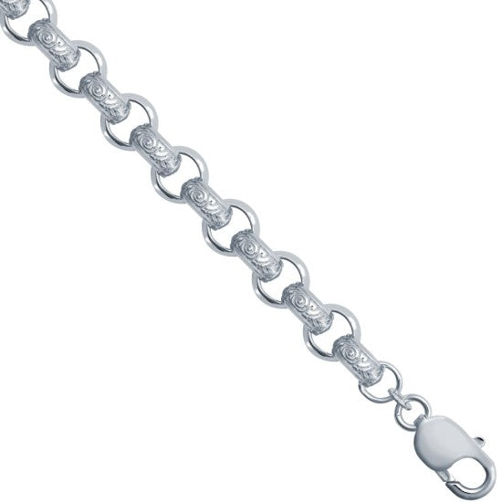 GNTS 9" SILVER HW PATT N POL RND BELCHER BRACELET