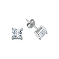 CORE | SILV SQ 6MM CZ 4 CL. SET STUD ER