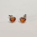 SILV SM OVAL COGNAC AMBER R/S STUD ERS