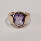 9YG 6.1G OVAL AMETHYST FLAT SIGNET RING R | PRE OWNED