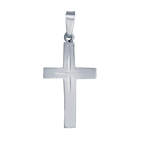 SILVER SMALL DIAMOND CUT CROSS PENDANT ONLY
