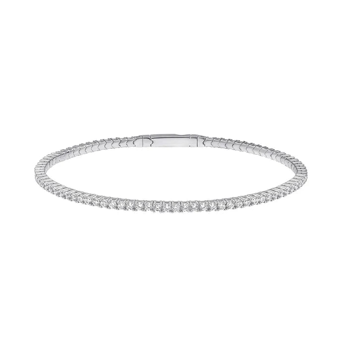 SILVER ZIRC  ZIRCONIA TENNIS CLAW BANGLE by DIAMONFIRE