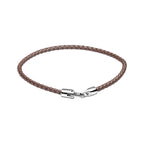 BROWN ULTRA THIN WOVEN LEATHER BRACELET by FRED BENNETT