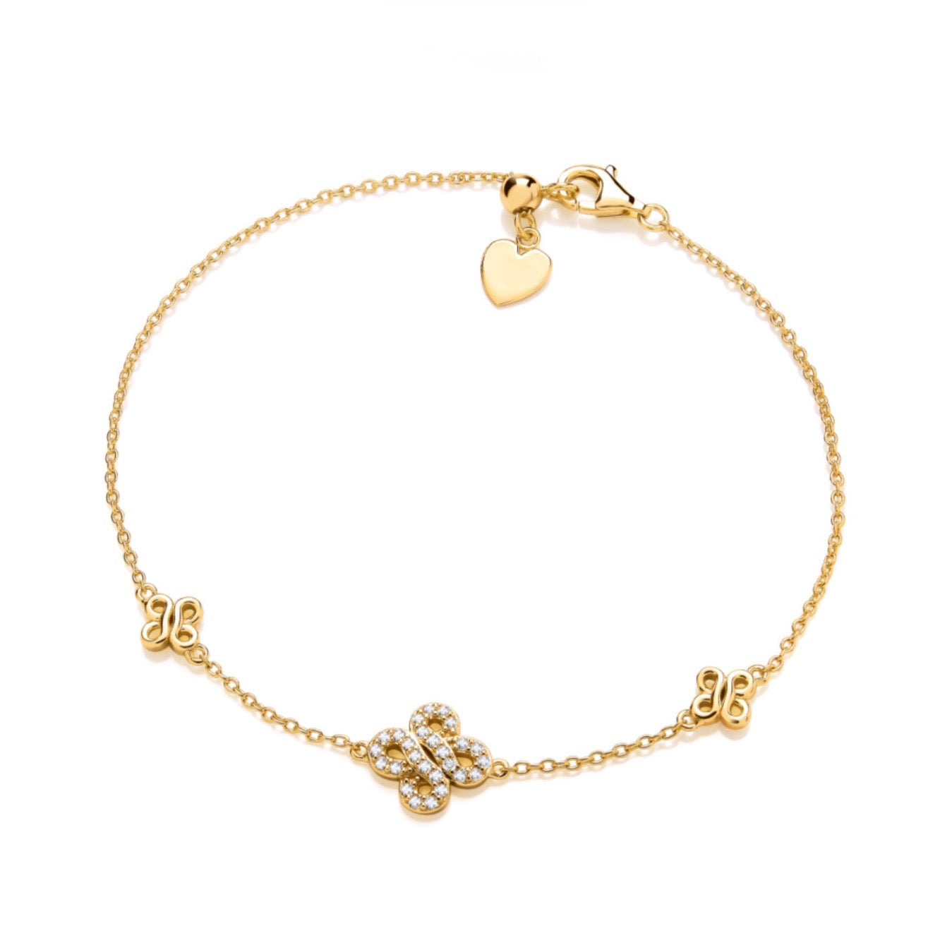 SILVER GOLD VERMEIL CZ ICONIC BOODLED MIRROR MOTIF ADJUSTABLE BRACELET