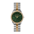 LDS TT GP OLIVIA B RND GRN 34MM DL CZ OUTER BEZEL BW