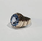 9YG 6.1G OVAL BLUE TOPAZ SIGNET STYLE RING L | PRE OWNED
