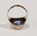 9YG 6.1G OVAL BLUE TOPAZ SIGNET STYLE RING L | PRE OWNED