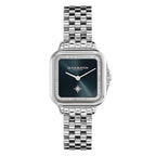 LDS SS OLIVIA B SQU BLK/NAVY BLUE DL CZ OUTER BEZEL BW