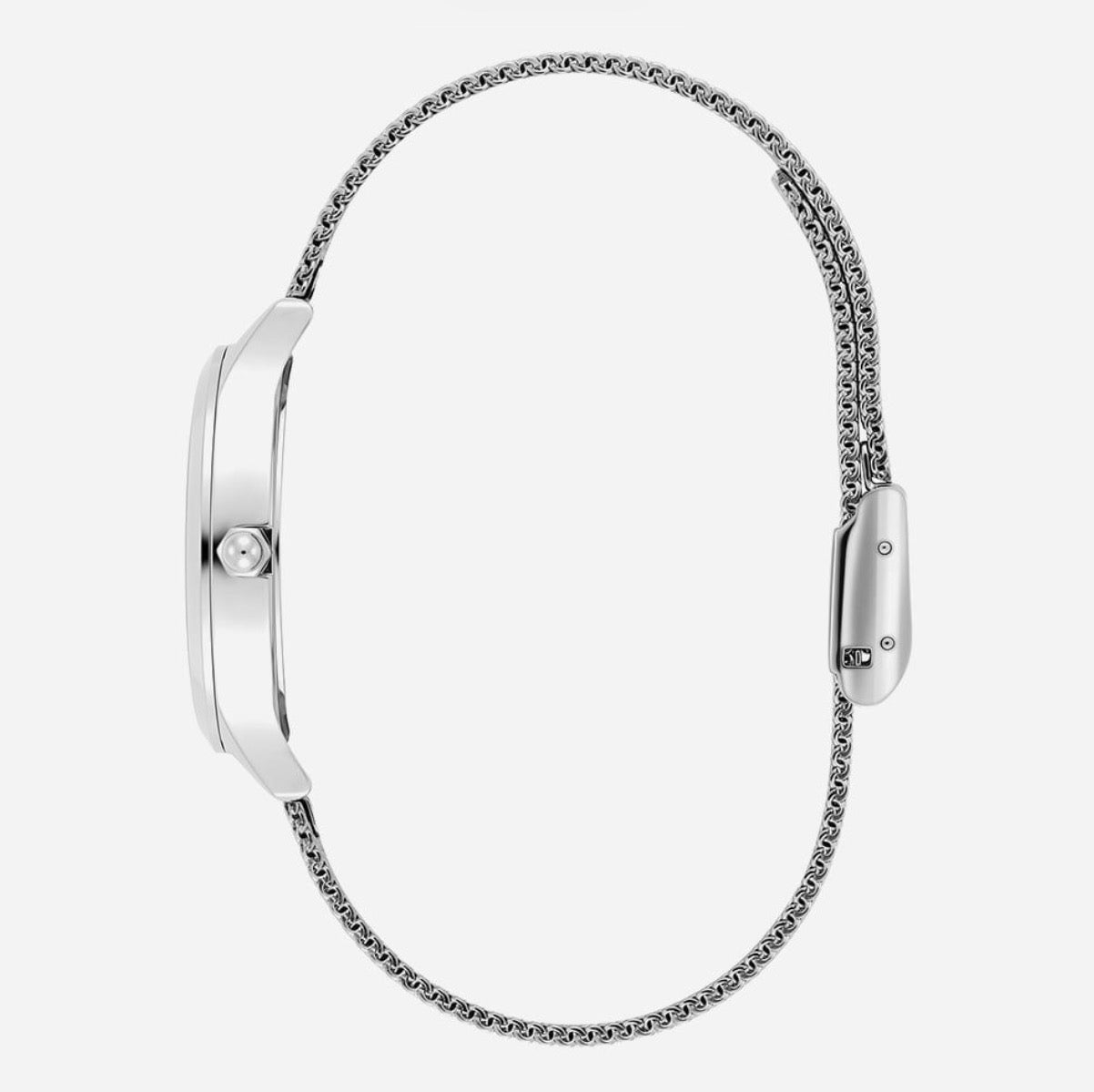 LDS SS OLIVIA B RND SILV WHT SUNRAY GOLD BATT 30MM DL MESH BW
