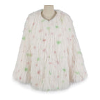 Polka-Dot Shaggy Cape Coat in Pink Mix