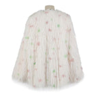 Polka-Dot Shaggy Cape Coat in Pink Mix