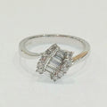 18WG 3.3G 0.37CT BAGUETTE & ROUND DIAMOND TWIST STYLE RING J | PRE OWNED