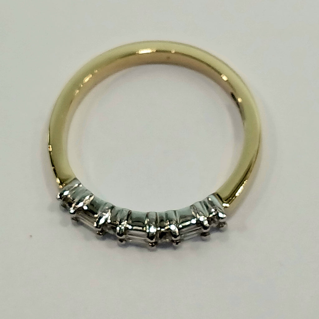 18YG 2.7G 0.30CT BAGUETTE & ROUND DIAMOND HALF ETERNITY RING L | PRE OWNED