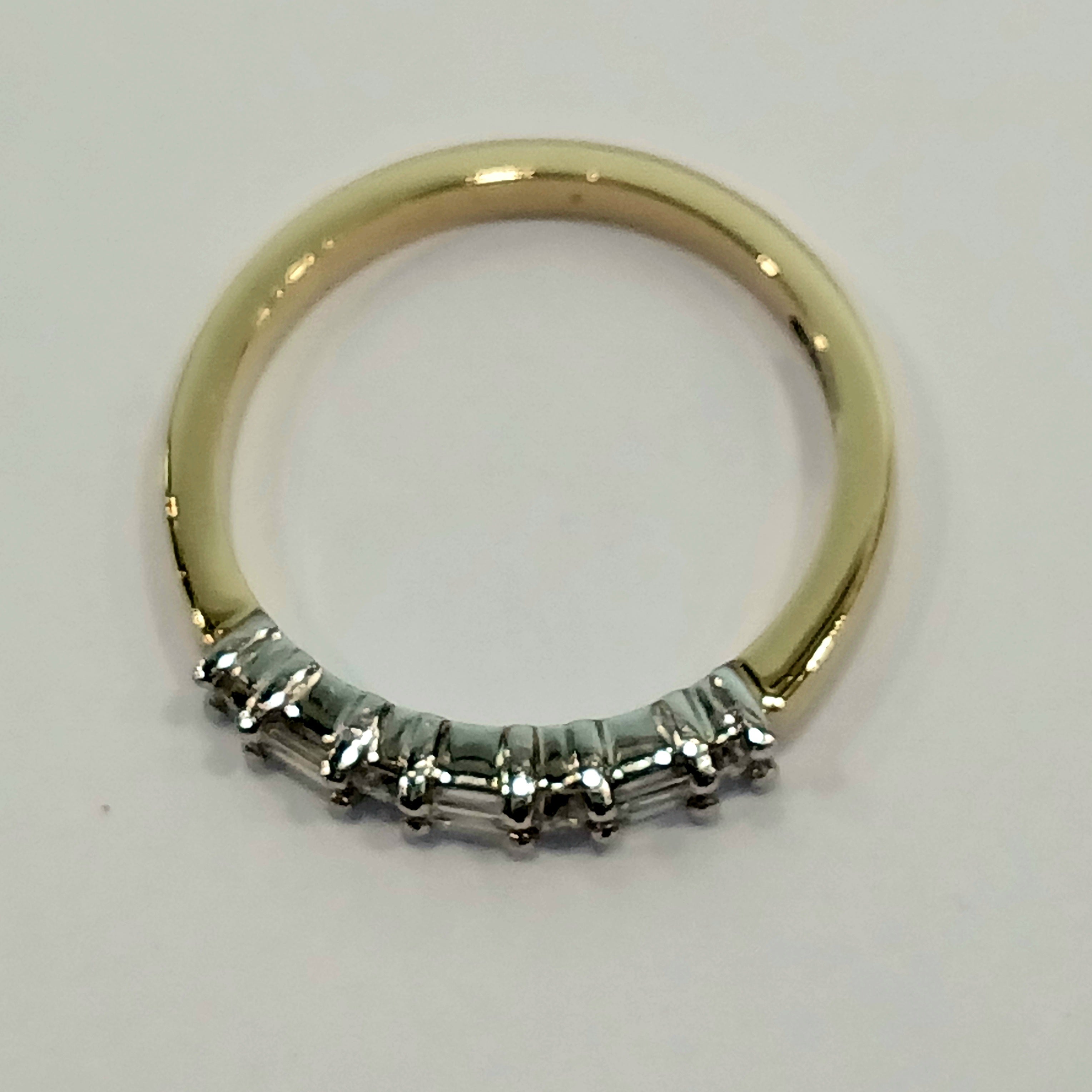 18YG 2.7G 0.30CT BAGUETTE & ROUND DIAMOND HALF ETERNITY RING L | PRE OWNED