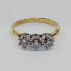 18YG 3.4G 0.50CT ROUND DIAMOND TRILOGY RING N | PRE OWNED