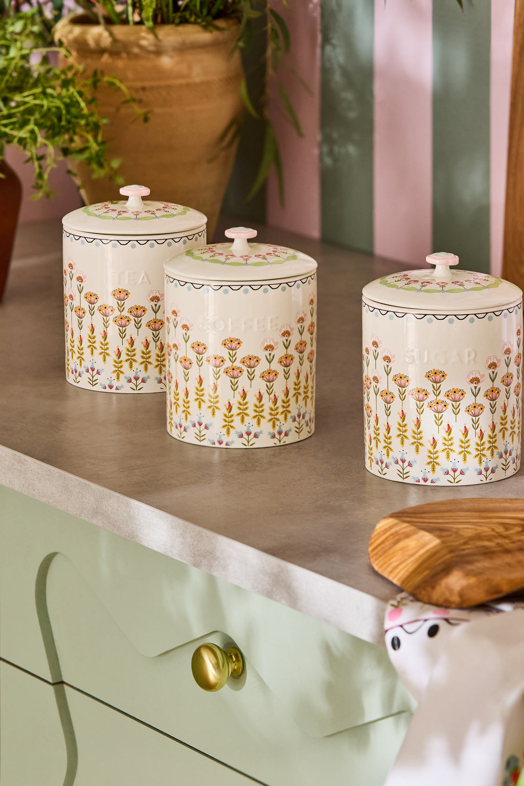 CATH KIDSTON PAINTED TABLE CERAMIC TEA STORAGE