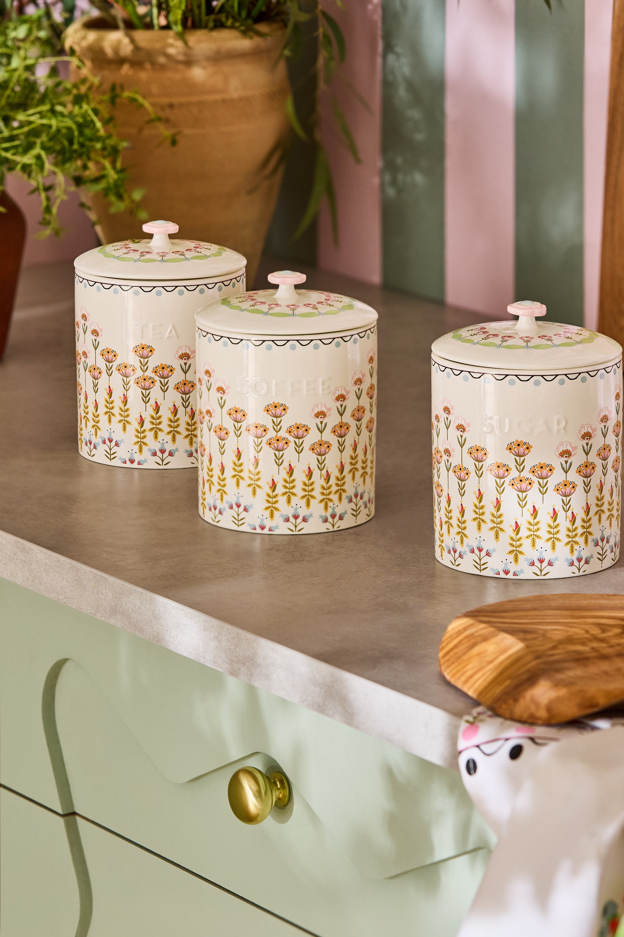 CATH KIDSTON PAINTED TABLE CERAMIC TEA STORAGE
