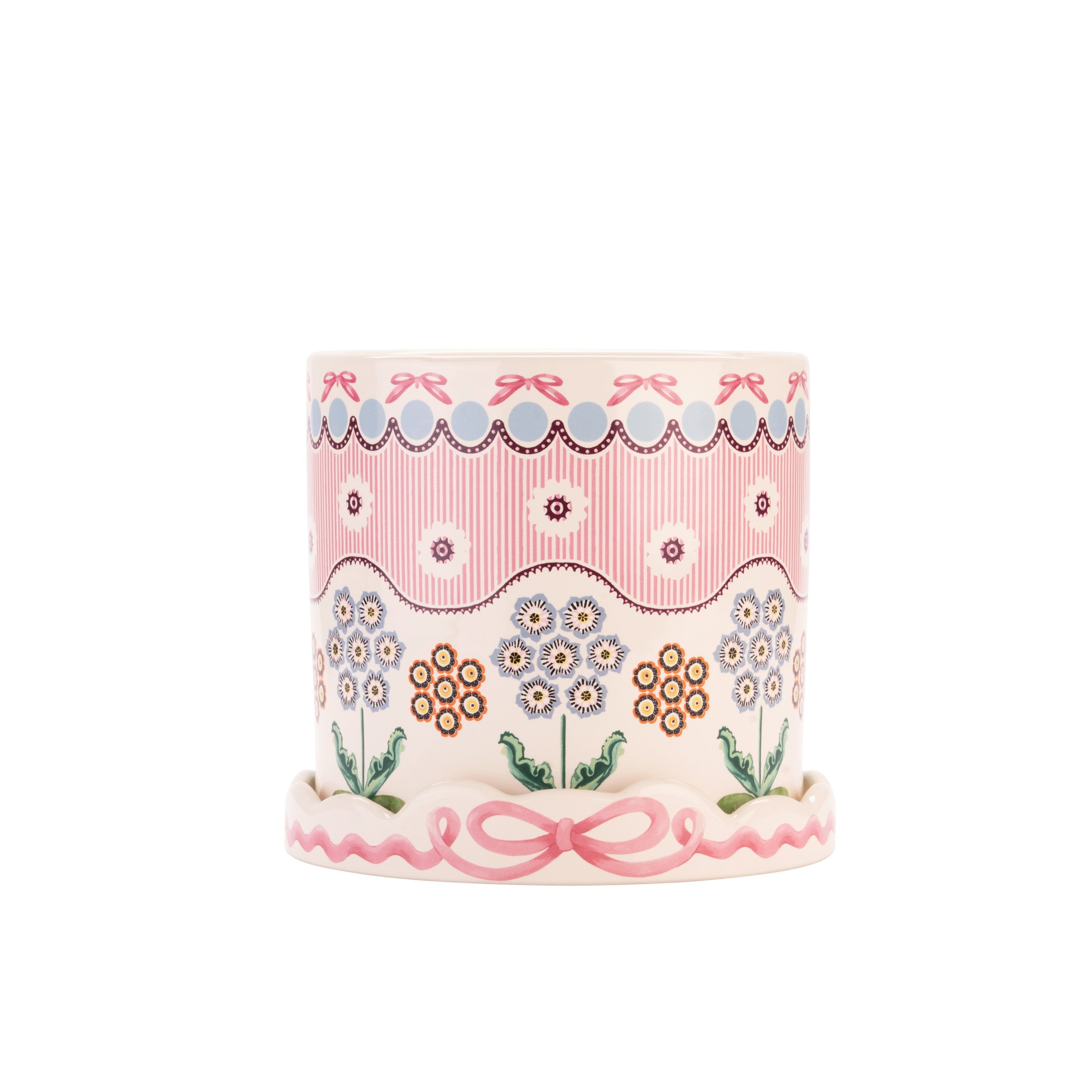 CATH KIDSTON SPITAFIELD SILK PINK PLANT POT & TRAY